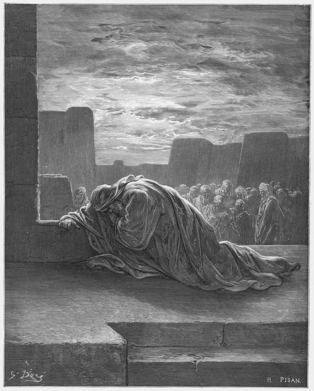 Biblia de Gustave Doré: Esdras en oración de Gustave Dore