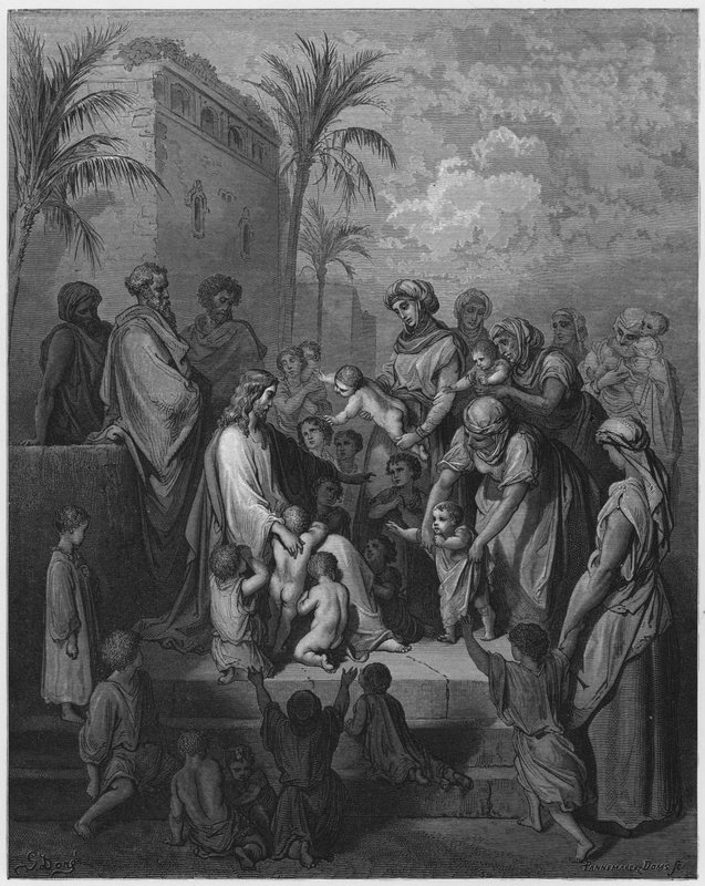 La Biblia de Gustave Doré: Jesús bendiciendo a los niños de Gustave Dore