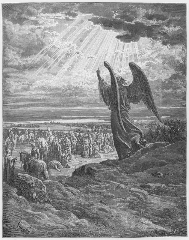 El ángel apareciendo a Josué de Gustave Dore