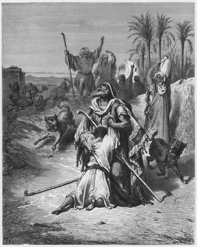 La Biblia de Gustave Doré: El hijo pródigo en los brazos de su padre de Gustave Dore