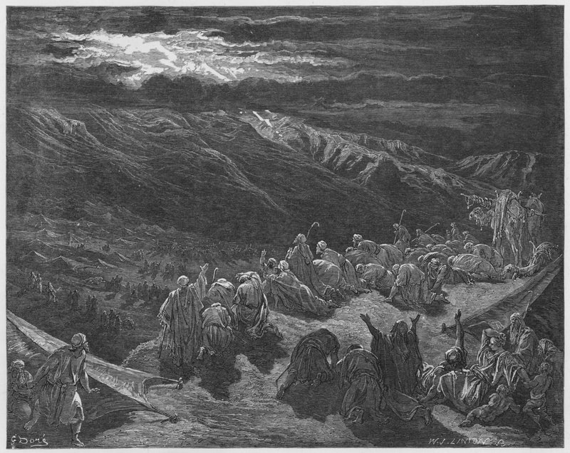 La entrega de la ley en el Monte Sinaí de Gustave Dore