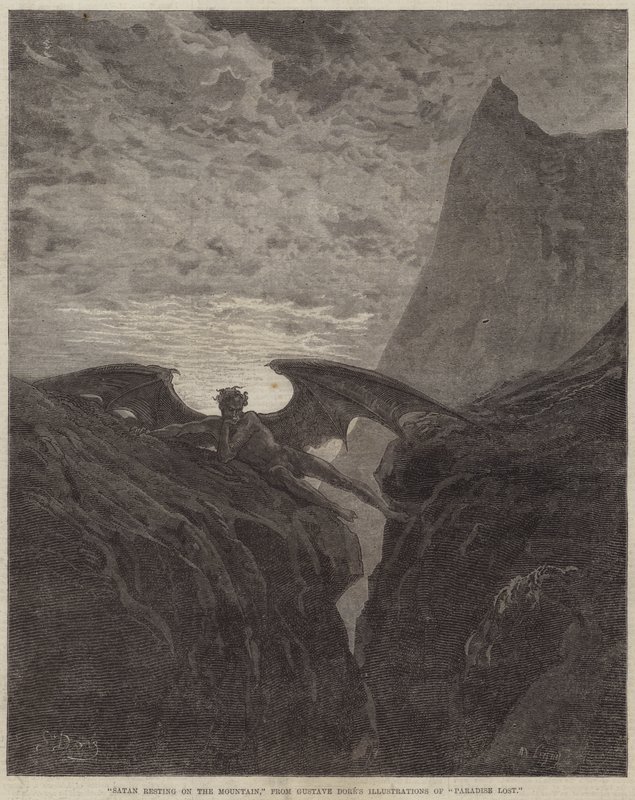 Satanás descansando en la montaña de Gustave Dore