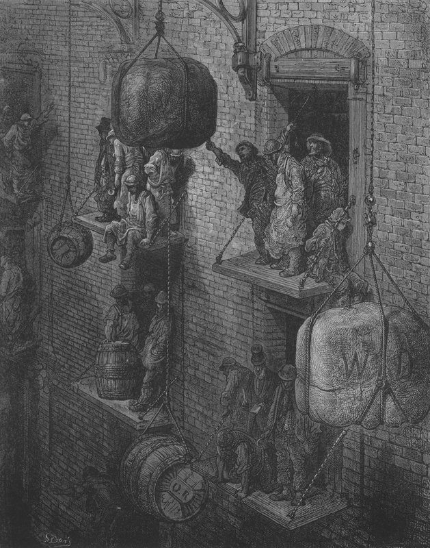Casa de comercio en la ciudad de Gustave after Dore