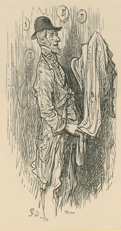 Un hombre sosteniendo una tela de Gustave Dore
