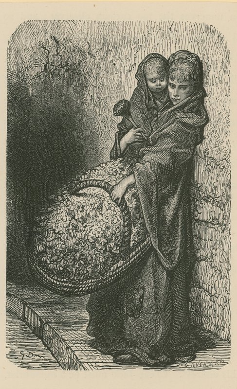 Una mujer vendiendo flores de Gustave Dore