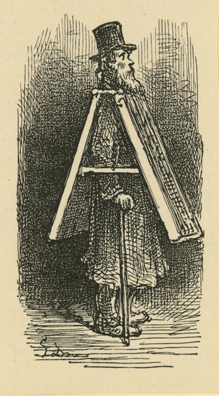 Una ilustración que representa a un hombre sándwich de Gustave Dore