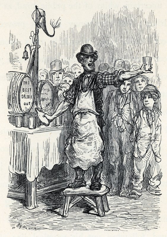 Vendedor de cerveza de jengibre en la década de 1870 de Gustave Dore
