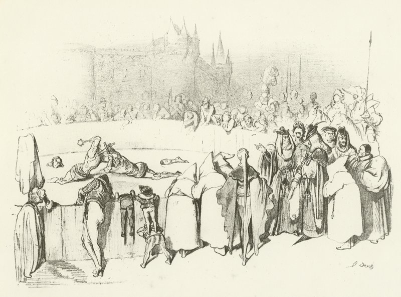 El juicio de Dios (grabado) de Gustave Dore