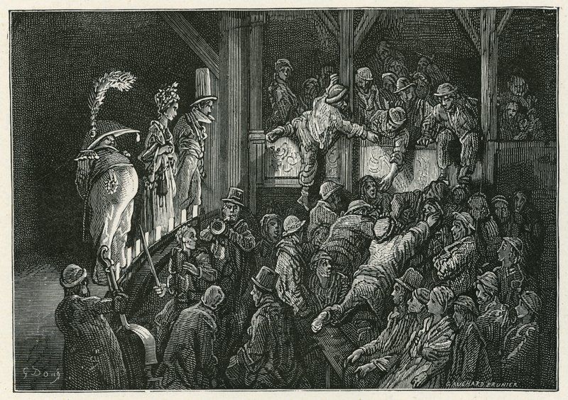El Penny Gaff en Whitechapel de Gustave Dore