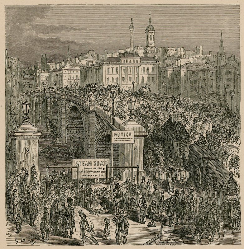 Tráfico en el Puente de Londres de Gustave Dore