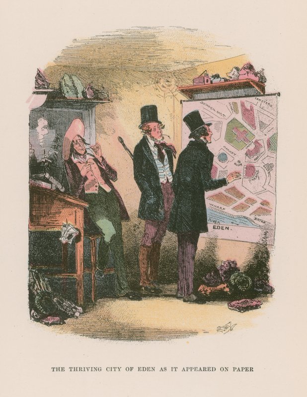 Ilustración para Martin Chuzzlewit de Hablot Knight Browne