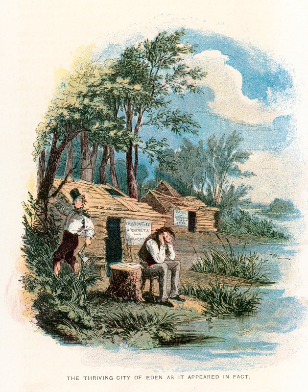 Ilustración para Martin Chuzzlewit de Hablot Knight Browne