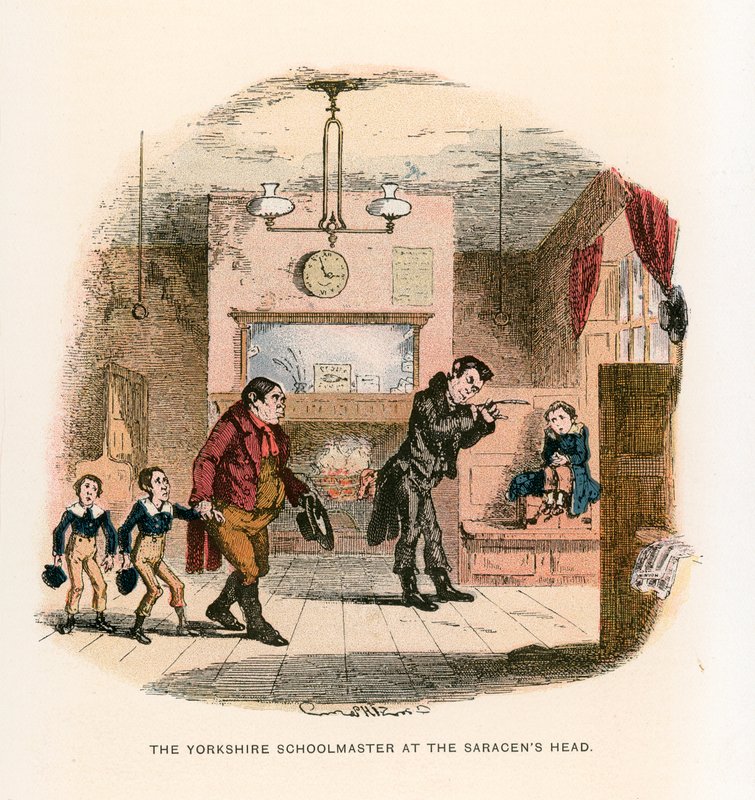 Ilustración para Nicholas Nickleby de Hablot Knight Browne