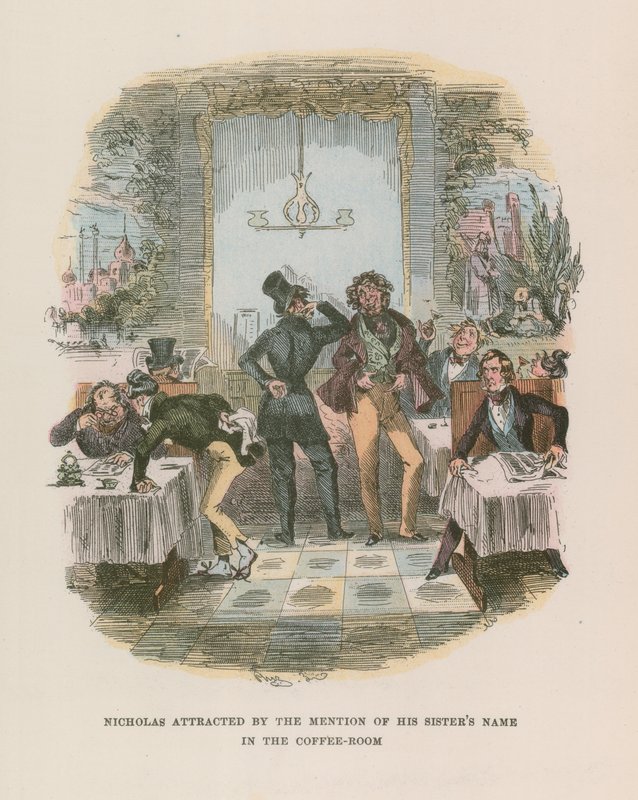Ilustración para Nicholas Nickleby de Hablot Knight Browne