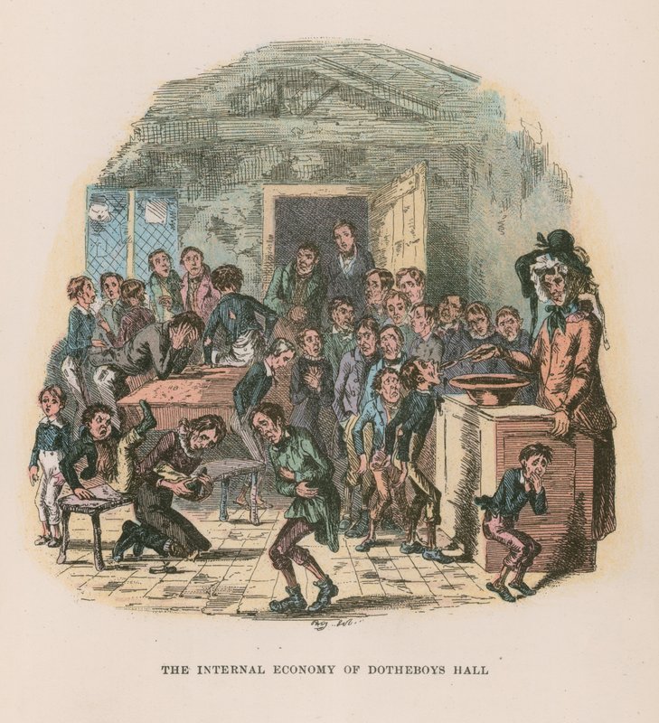 Ilustración para Nicholas Nickleby de Hablot Knight Browne