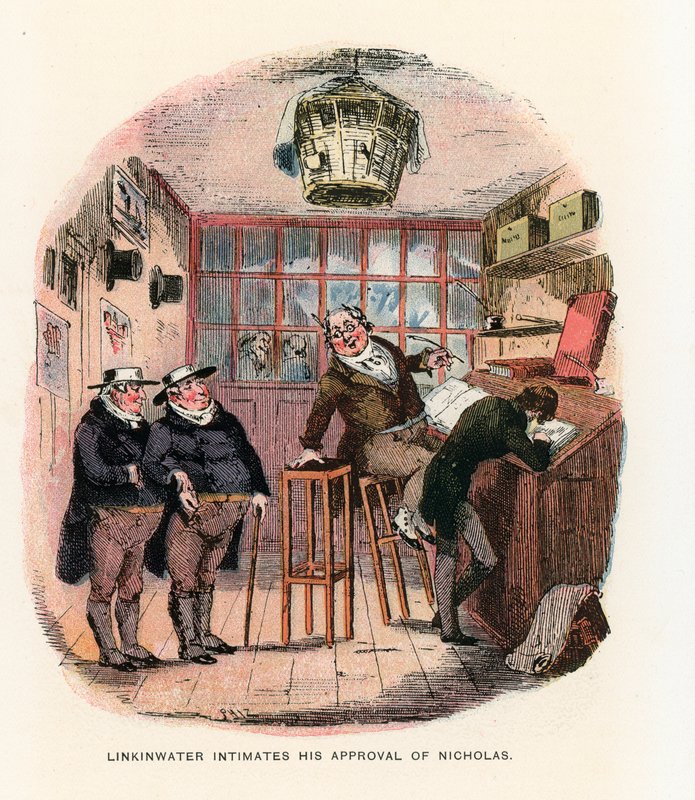 Ilustración para Nicholas Nickleby de Hablot Knight Browne