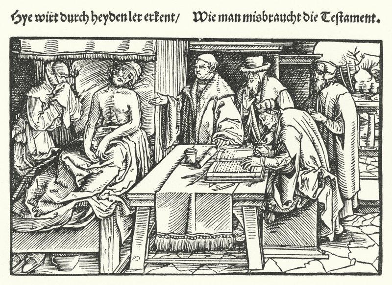 El testamento (grabado) de Hans (after) Burgkmair