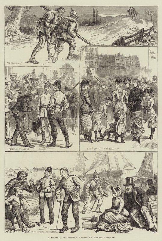 Bocetos en la revisión de voluntarios de Brighton de Harry Furniss