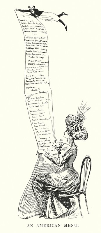 Menú americano (litografía) de Harry (after) Furniss