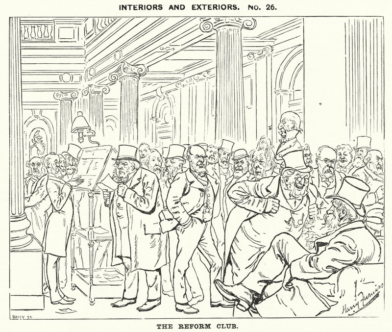 Caricatura de Punch: El Reform Club (grabado) de Harry Furniss
