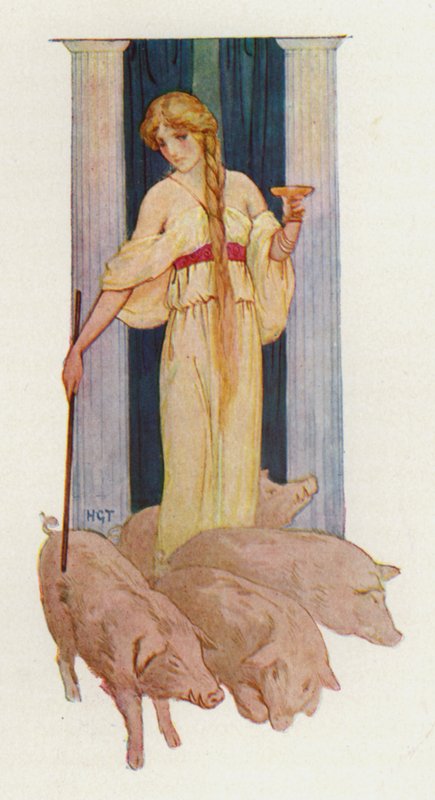 Circe (litografía en color) de Harry George Theaker