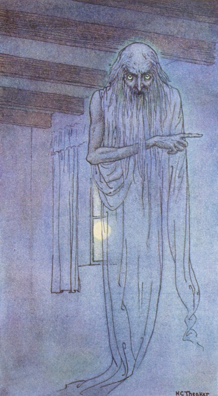El fantasma (litografía en color) de Harry George Theaker