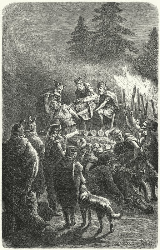 Funeral de los suevos en la antigua Alemania de Heinrich Leutemann