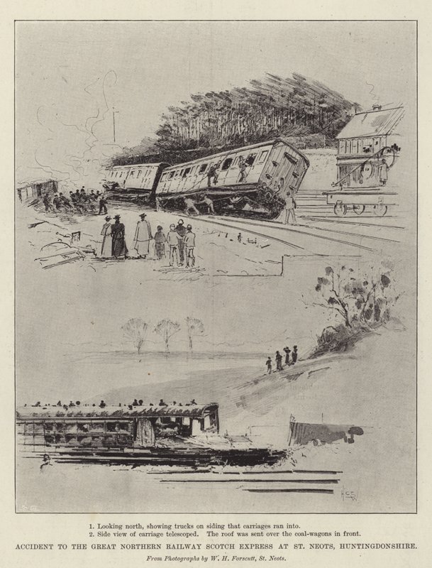Accidente del Expreso Escocés del Gran Ferrocarril del Norte en St Neots, Huntingdonshire de Henry Charles Seppings Wright