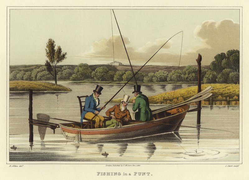 Pescando en una Barcaza de Henry Thomas Alken
