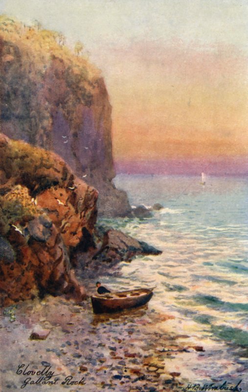 Gallant Rock, Clovelly (litografía en color) de Henry B. (after) Wimbush