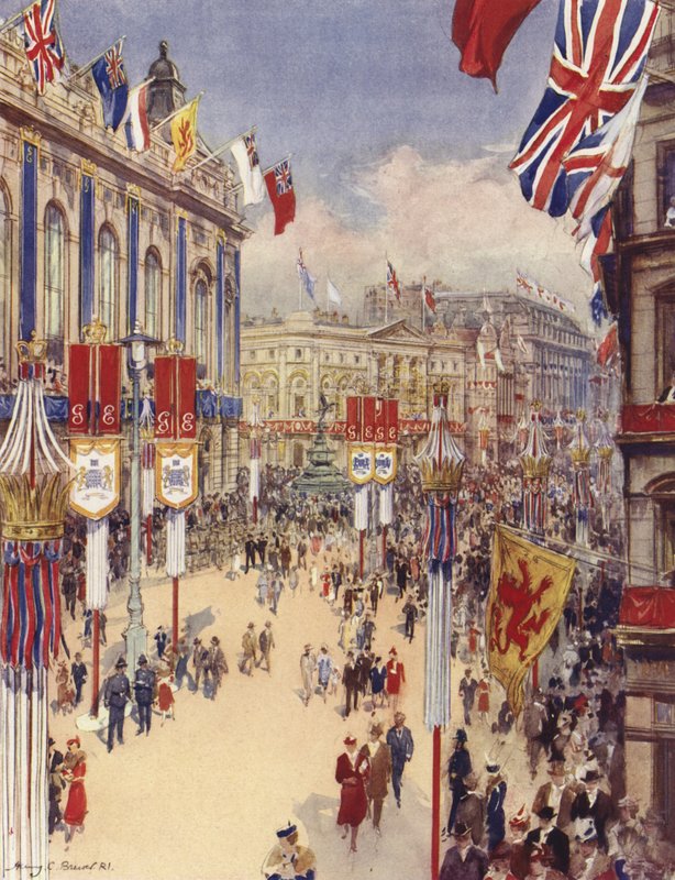 Piccadilly Circus, Londres (litografía en color) de Henry Charles Brewer