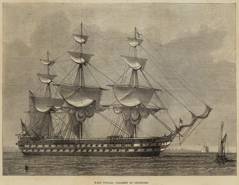 HMS Duncan, buque insignia en Sheerness de Henry Spernon Tozer