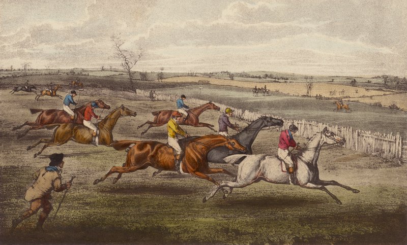 A Steeple-Chase (litografia en color) de Henry Thomas (after) Alken