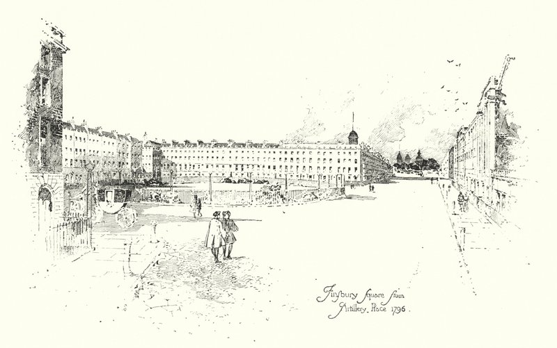 Finsbury Square, desde Artillery Place, Londres de Herbert (after) Railton