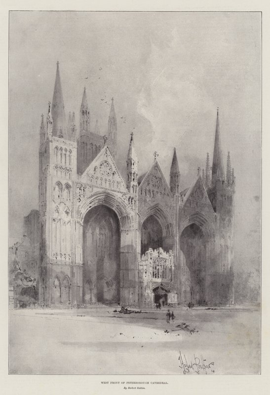 Frente oeste de la Catedral de Peterborough de Herbert Railton