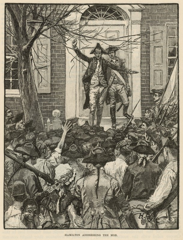 Hamilton dirigiéndose a la multitud de Howard (after) Pyle