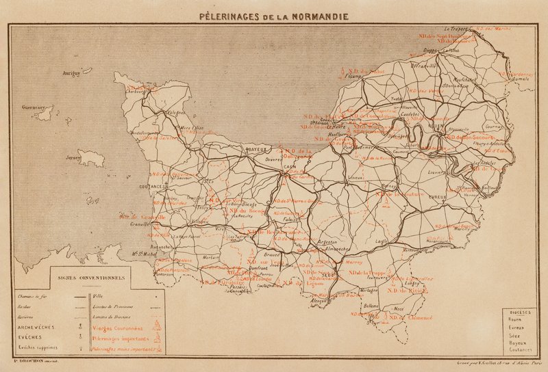 Pelerinages De La Normandie (litografía en color) de Hubert Clerget