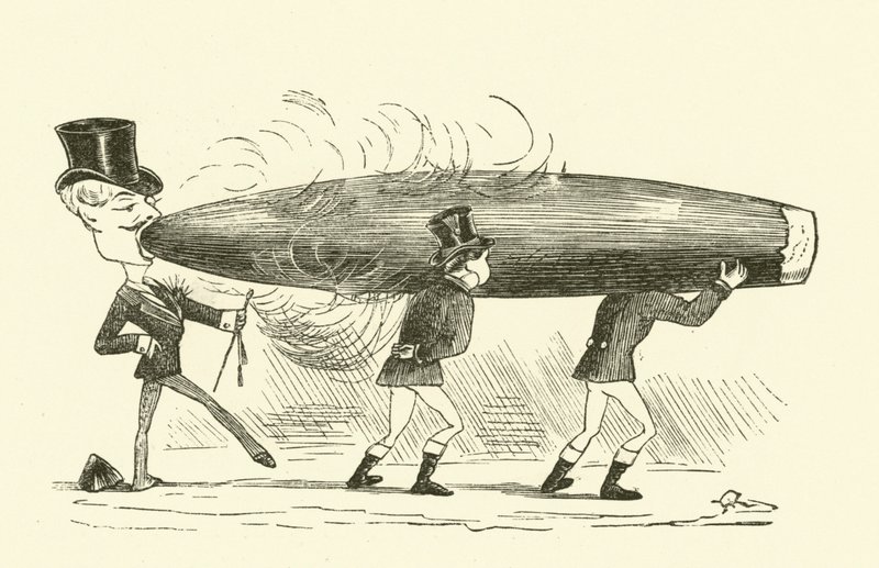 Fumando un cigarro (grabado) de Hugh Rowley