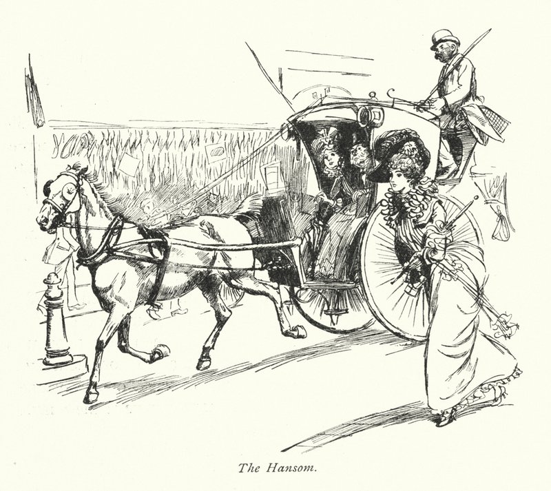 Londres: The Hansom (litografía en color) de Hugh Thomson