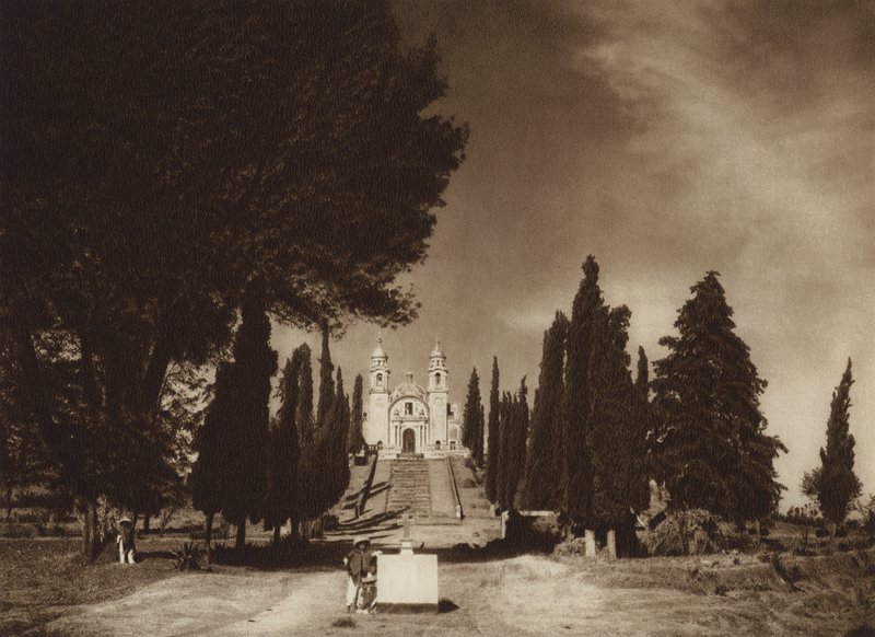 Mexico: Cholula, Iglesia de Guadalupe (b/w photo) de Hugo Brehme