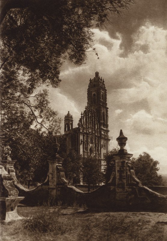 Mexico: Iglesia de Tepozotlan (b/w photo) de Hugo Brehme