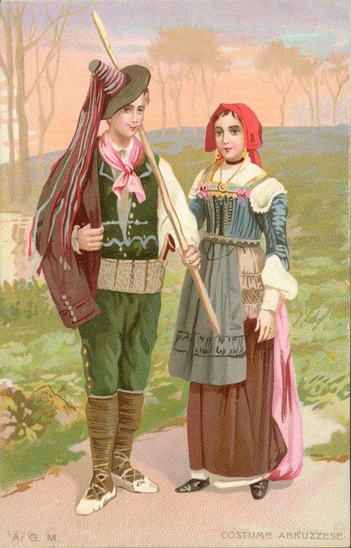 Traje abruzo (cromolito) de Italian School