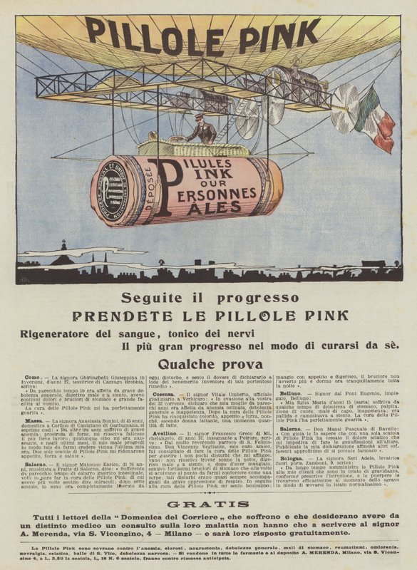 Píldoras rosas (litografía en color) de Italian School