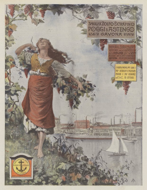 Poggi  Astengo (litografía en color) de Italian School