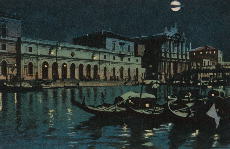 Venecia, gran canal (litografía en color) de Italian School