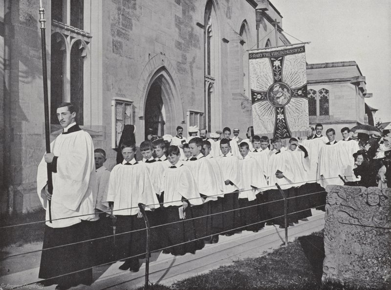 Recortando la iglesia, la procesión de J. Benjamin Stone