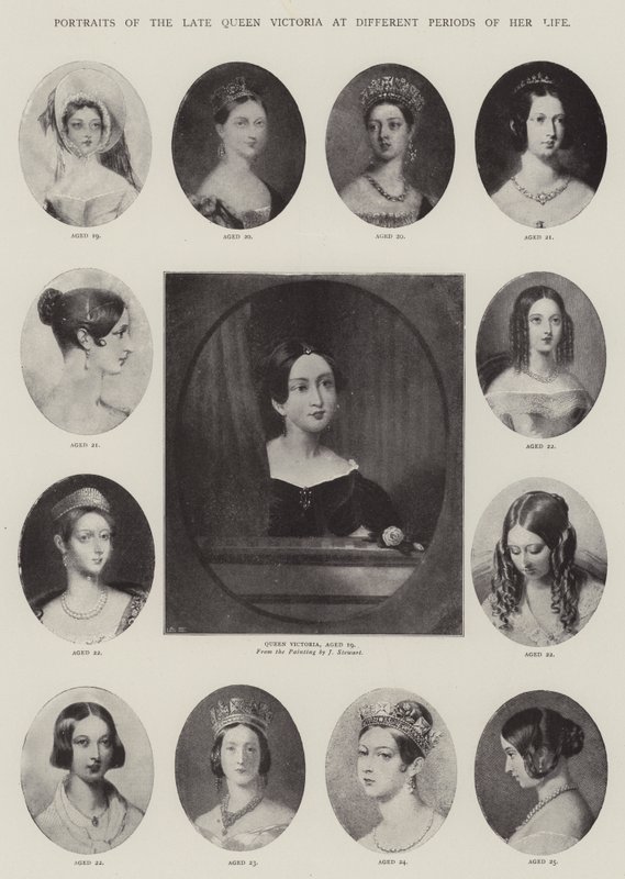 Retratos de la difunta Reina Victoria en diferentes períodos de su vida de J. Stewart