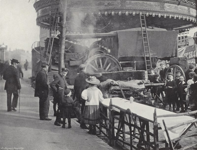 Feria de Stratford-on-Avon, un asado de buey de J. Benjamin Stone
