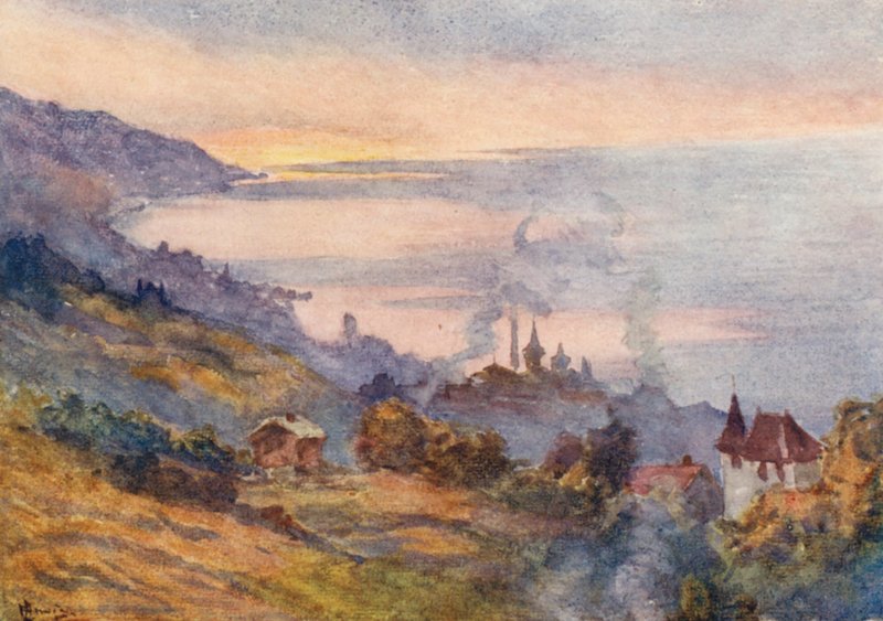 Lausana, mirando al este (litografía en color) de J. Hardwicke Lewis