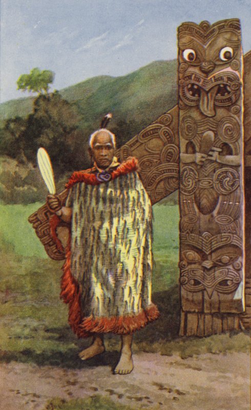 Jefe maorí (litografía en color) de J. Macfarlane